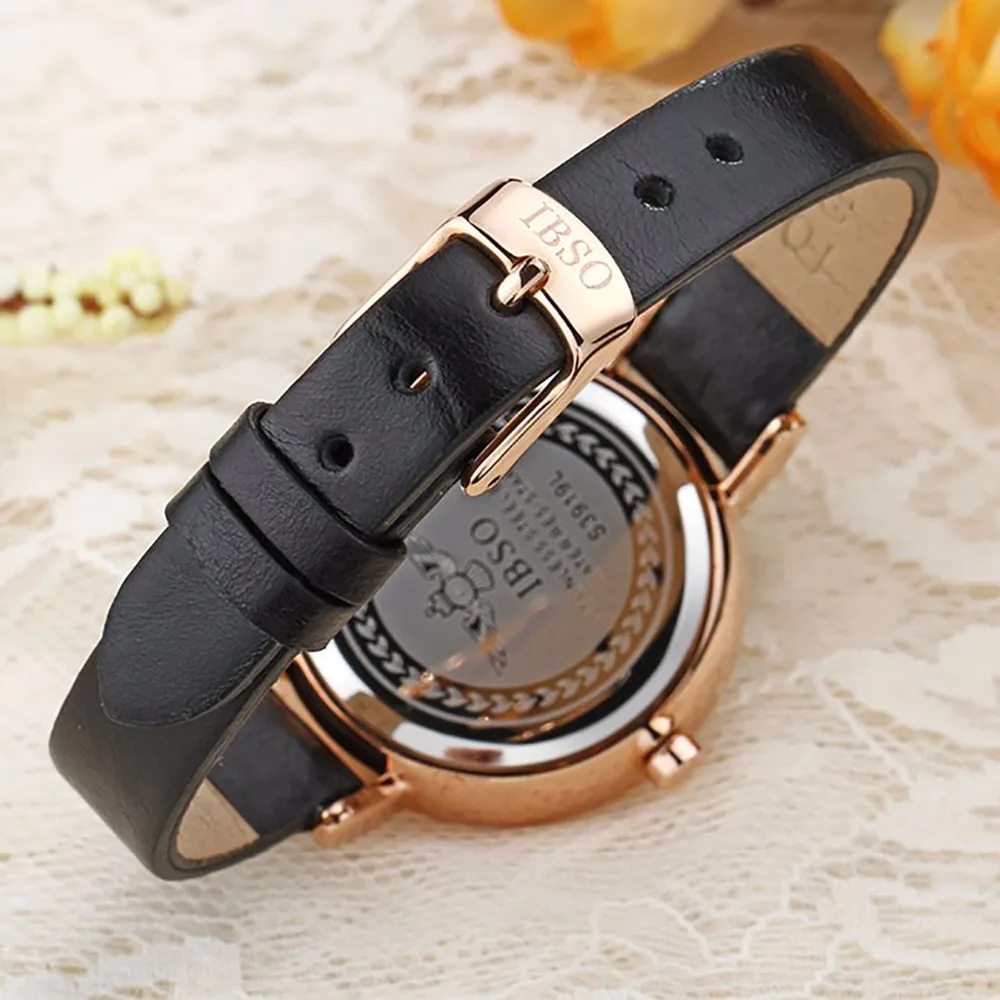 Ibso Роскошные Винтаж кварцевые часы для Для женщин большой циферблат из ремешок розового золота Тон наручные часы s3919l