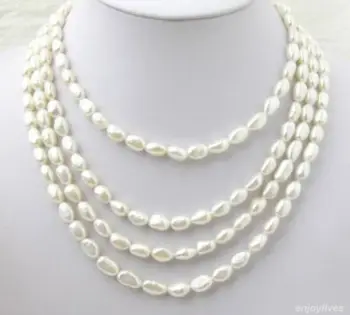 

Hot sale new Style >>>>>4 Rows Genuine White Freshwater Baroque Pearl White g Clasp Necklace