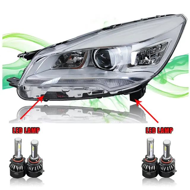 AUTO.PRO xenon h7 headlights for ford kuga 2013 2015 LED guide DRL+HID