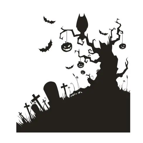 aliexpress com buy halloween vinyl wall decal pumpkin tomb bat stickers halloween