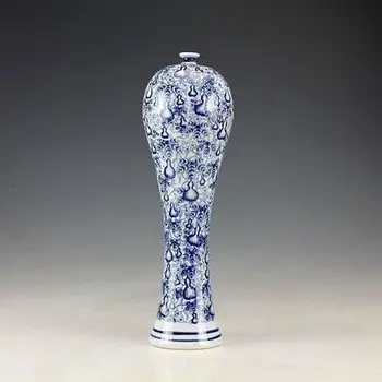 

12.5"H AMAZING CHINA PORCELAIN COLLECTABLE HAND PAINTING gourd ORNAMENT big VASE