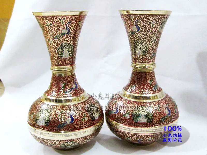 

Wholesale Pakistan Exquisite wealth utensils art Copper vase peacock vase handmade vase decoration culture