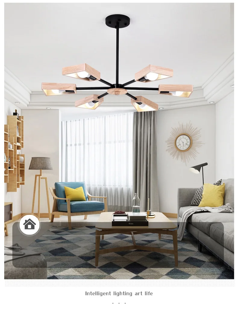 Vintage  Chandeliers Led Lustre Chandelier Ceiling For Living Room Kitchen Black Suspended E27 Hanging Lamp 7