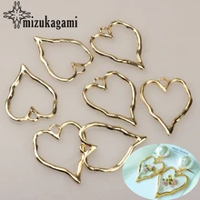 Nuevo 37*30mm 6 unids/lote de aleación de Zinc de oro hueco corazones encantos colgante de la joyería de moda DIY hacer pendientes Accesorios