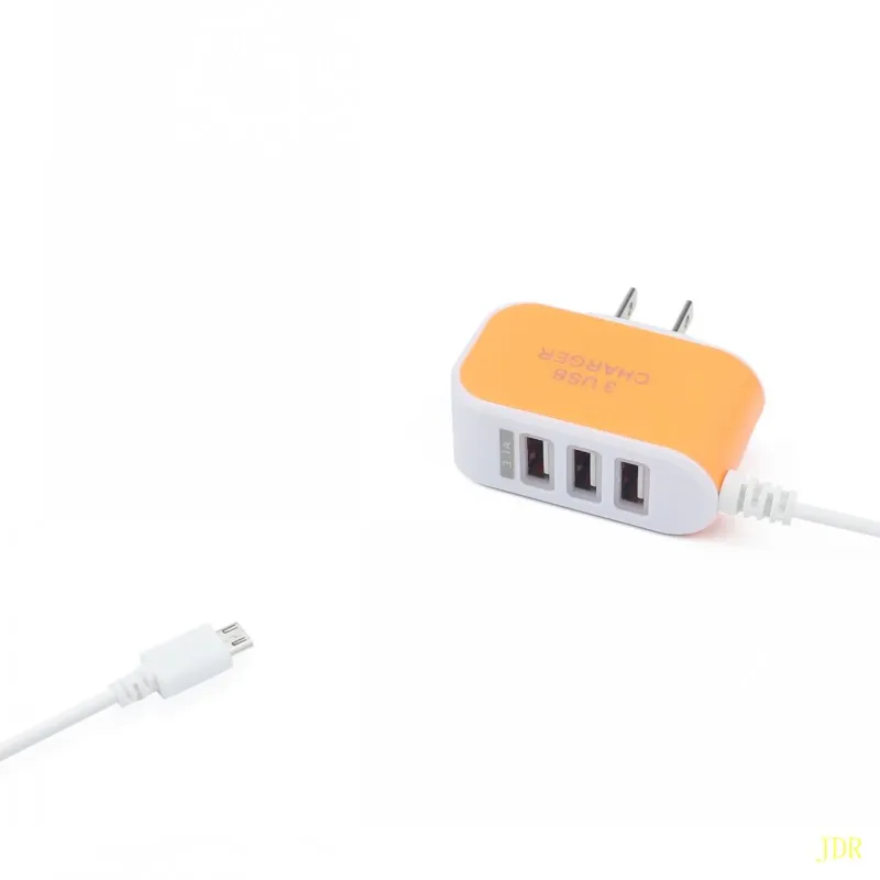 

500Pcs Candy 3USB cable 5V2A charger USB travel charging head power adapter quick charge with data cable