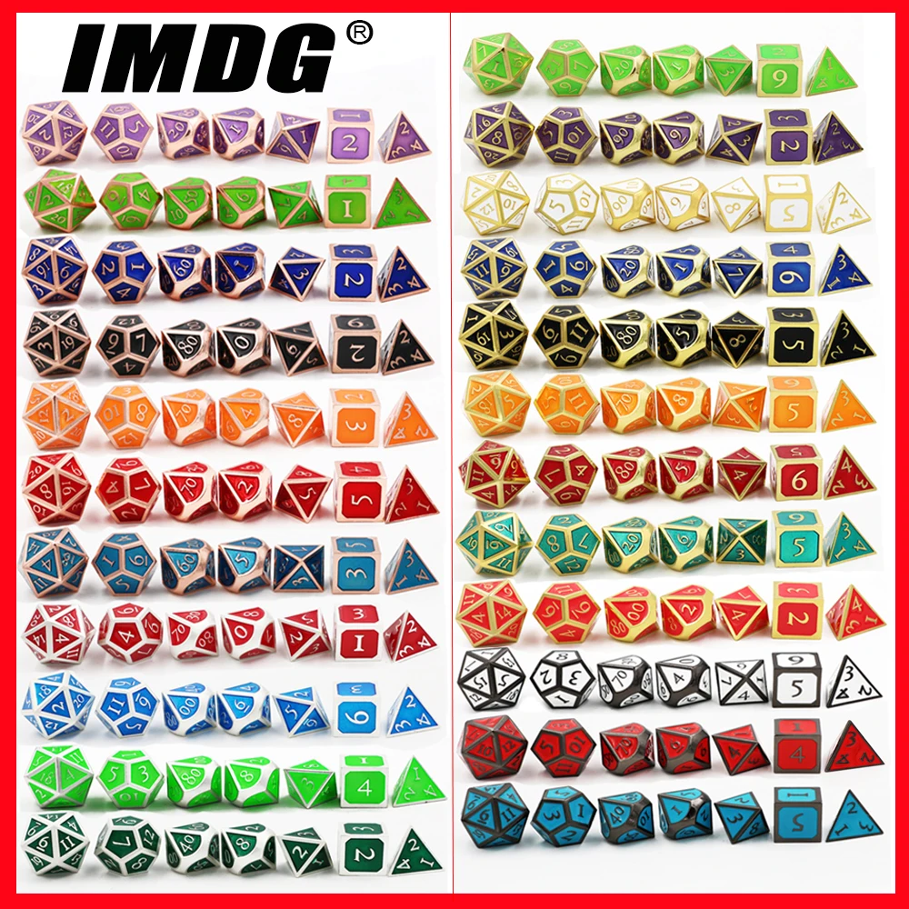 IMDG 7 шт./компл. креативная РПГ игра игральные кости многогранные металлические DND