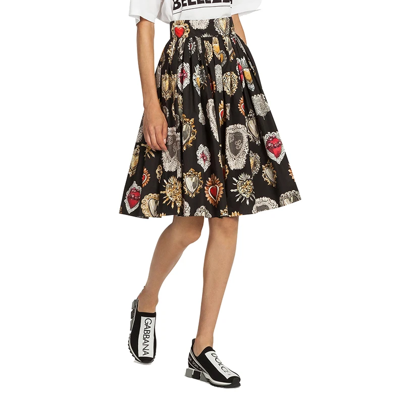 Женская Повседневная винтажная юбка в стиле ретро, большие размеры 3XS-10XL, с высокой талией, с принтом, длиной до колена, трапециевидная