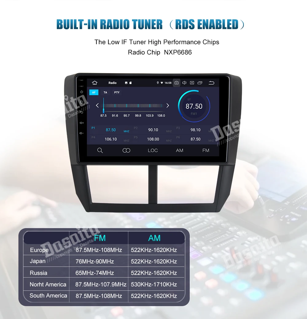 Dasaita " Автомагнитола Android 9,0 gps навигатор 1 din автомобиль для Subaru Forester 2008 2009 2010 2011 2012 головное устройство