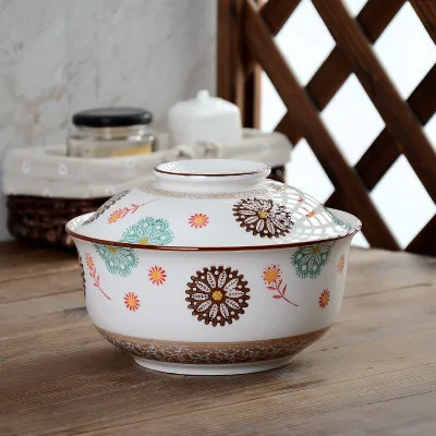 Большая емкость, японская керамическая крышка для супа, миска для лапши, чаша для тушения, набор посуды для дома - Цвет: 2000ml.