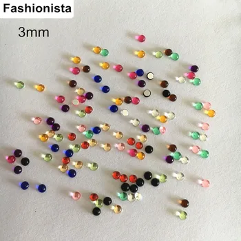 

400 pcs 3mm Assorted Colors Half Round Smooth Cabochons,Crystal Acrylic Flatback Beads,Glue on Decorative Cab For Scrapbooking