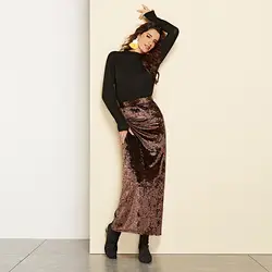 2019 осенне-зимняя бархатная юбка новая горячая распродажа длинная юбка Женская Осенняя новая высокая талия юбка