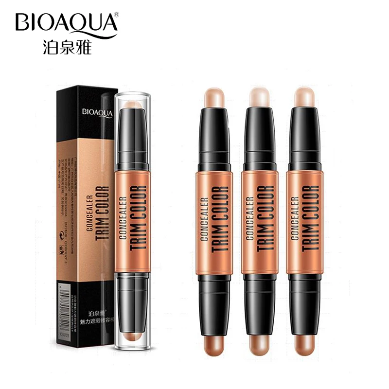 

BIOAQUA Brand 2 in 1 Bronzers Highlighters Stick Face Makeup Waterproof Cream Concealer Foundation Highlight Contour Cosmetics