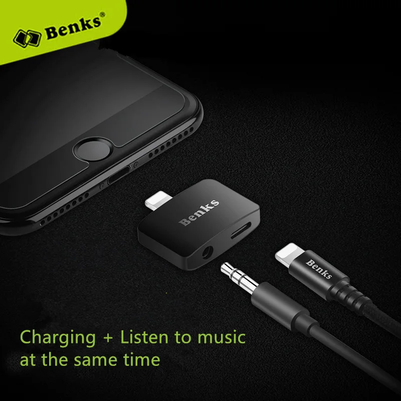 imágenes para Para el iphone 7 Plus 7 Benks 2 en 1 Adaptador de Audio de Carga iOS 10.3 3.5mm Para Auriculares Jack AUX + Cargador Convertidor de Conector para i7 imágenes para Para el iphone 7 Plus 7 Benks 2 en 1 Adaptador de Audio de Carga iOS 10.3 3.5mm Para Auriculares Jack AUX + Cargador Convertidor de Conector para i7