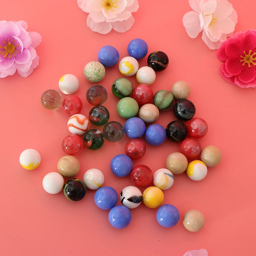 16mm Glass Marbles, Pack of 45, Kids Marble Ball Run Game Toy, Chinese Checkers Marble Solitaire Beads Home Collections