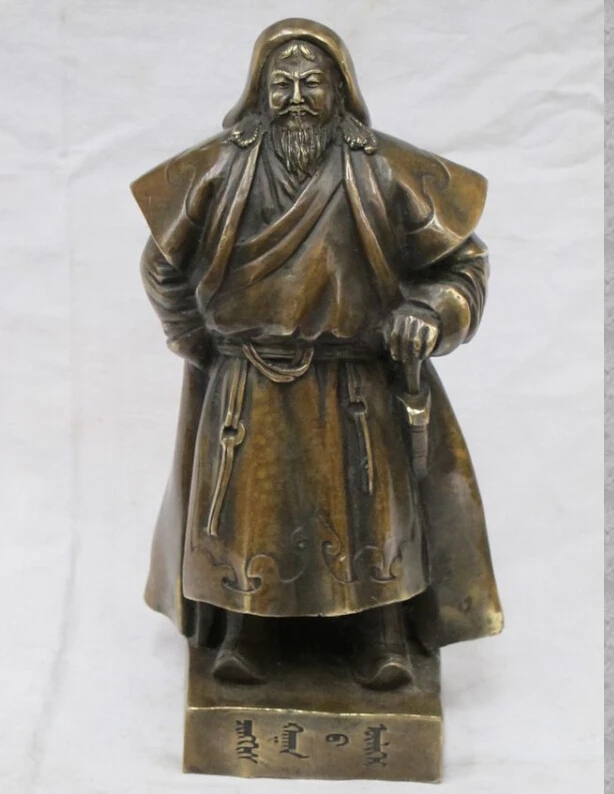 11&quotChina chinese Art Bronze sculpture Mongol khan genghis stand up statue | Дом и сад