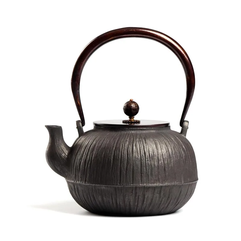 Ancient Chinese Tetsubin Cast iron teapot Kettle with Strainer, Copper Lid and Insulation Handle
