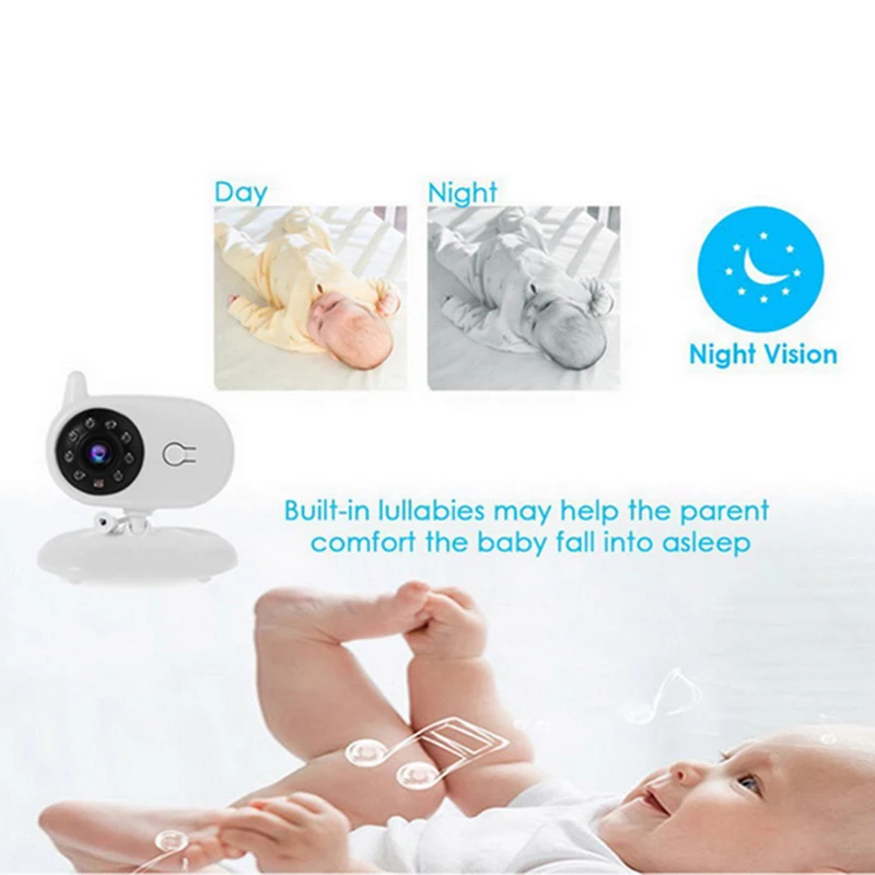 Video Baby Monitor Surveillance Security Camera Babys 2.4G Wireless With 3.5 Inches LCD 2 Way Audio Talk Night Vision