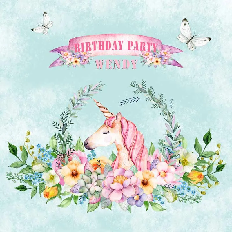 1013 29 De Réductionvinyle Photographie Fond Dessin Animé Licorne Fleur Bébé Douche Anniversaire Enfants Toile De Fond Pour Studio Photo G 108 In