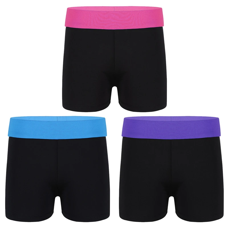 Summer Gymnastics Elastic Sports Shorts for Girls Kids Child Tight Pants Elastic Stretchy Shorts Girls Casual Outfit costumes