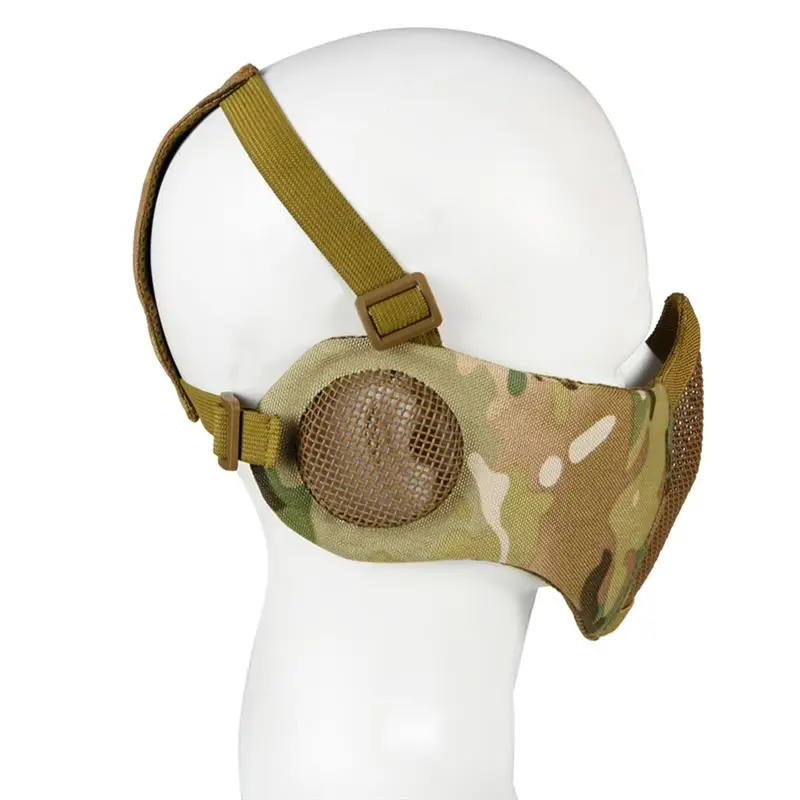  Tactical Airsoft and Paintball CS Foldable Half Face Low-carbon Steel Mesh Military Style Comfortab