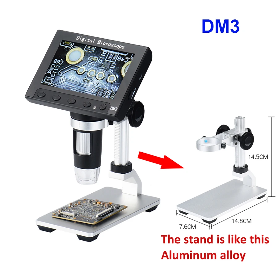  1000X Digital USB Microscope portable electronic video microscope for soldering reading With 4.3