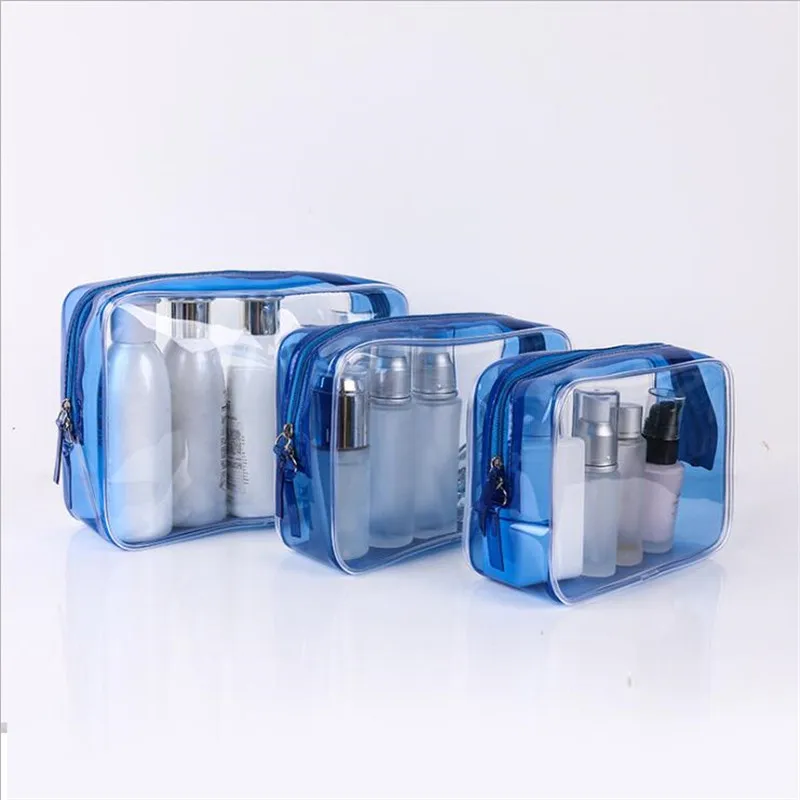 

Waterproof Transparent PVC Bath Cosmetic Bag Women Make Up Case Travel Zipper Makeup Beauty Wash Organizer Toiletry Storage Kit