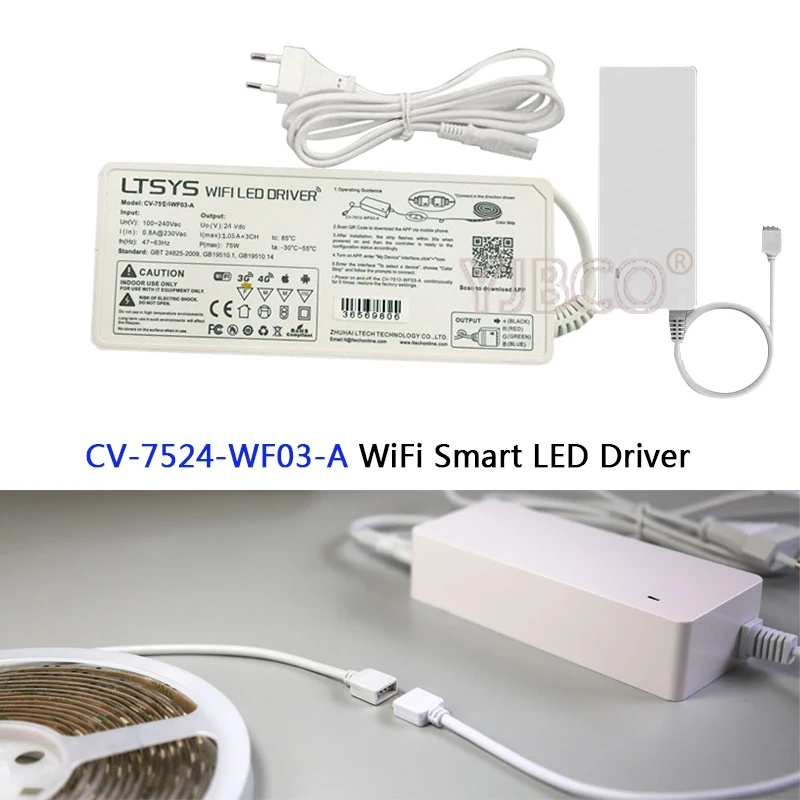 

LTECH led controller;CV-7524-WF03-A;24V/75W output 2 in 1 function RGB WiFi LED Driver Compatible with EX3 touch panel,F3 remote