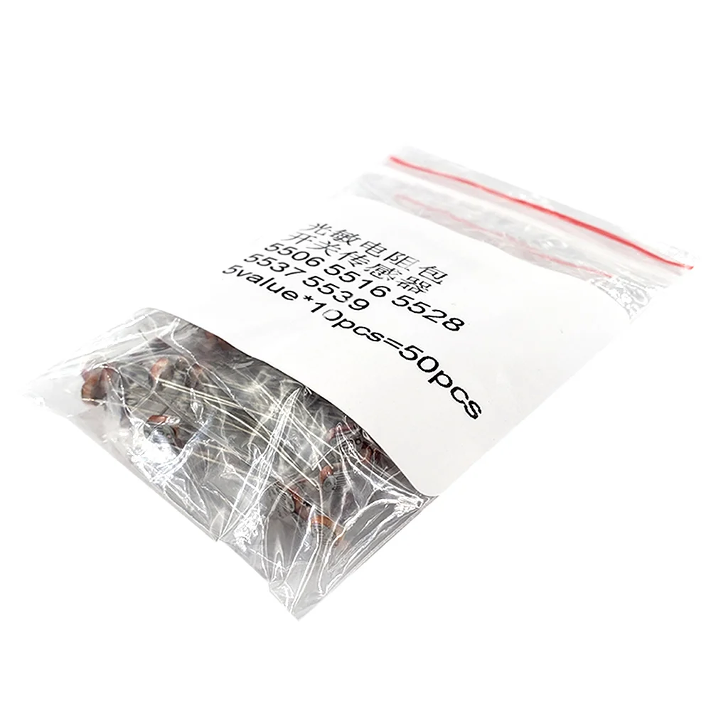 50PCS/LOT (5 values * 10pcs) LDR Photo Light Sensitive Resistor Photoelectric Photoresistor Kit for 5506 5516 5528 5537 5539