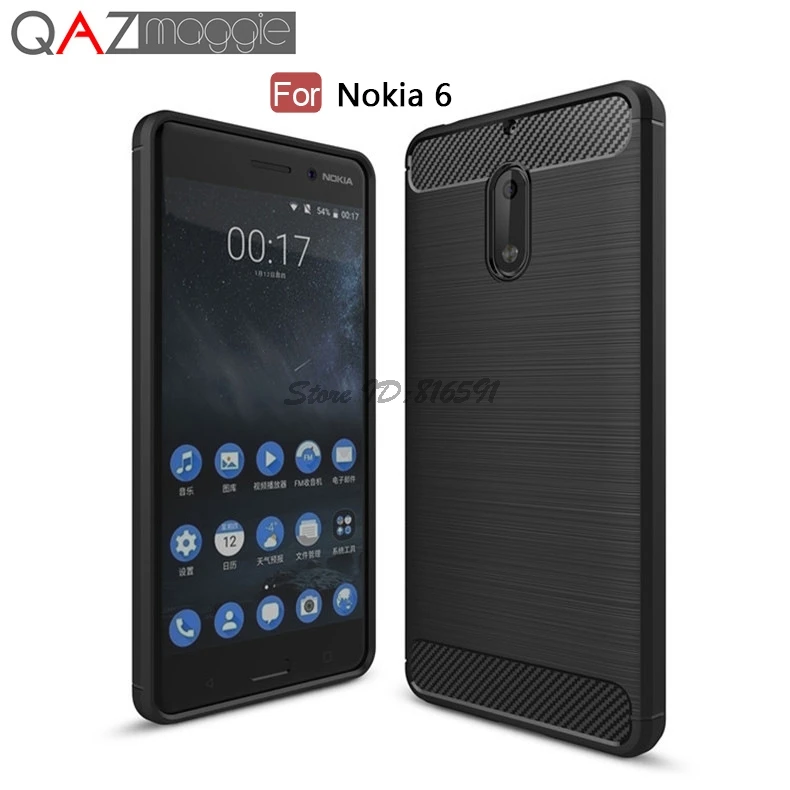 cheap Case for Nokia 6 5.5 inch Silicone Soft TPU Brushed Carbon Fiber Texture Cover sfor Nokia 6 Case