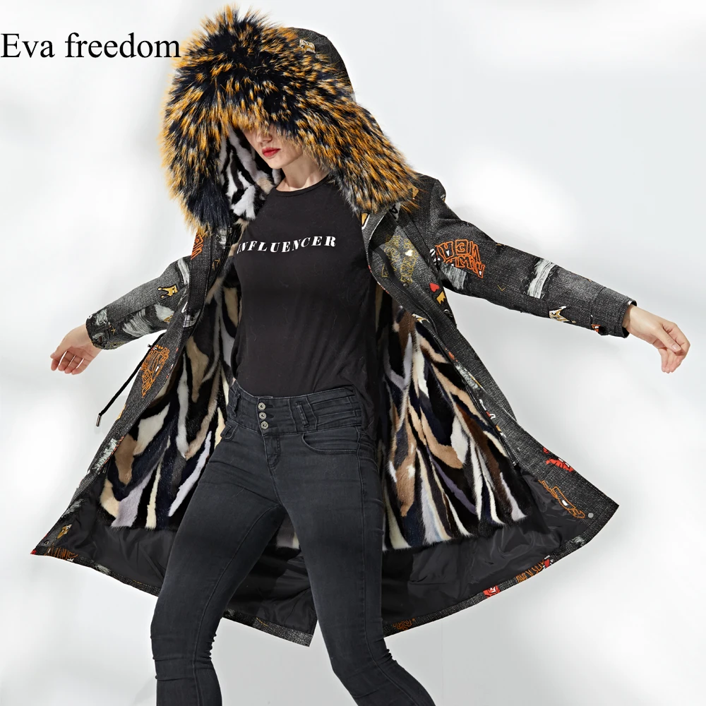 Outwear À D'hiver 2018 Col Vison Femmes Hiver Veste Capuchon Luxe Grand Parkas Manteau Doublure De Fourrure Long Amovible 6dzqUdC