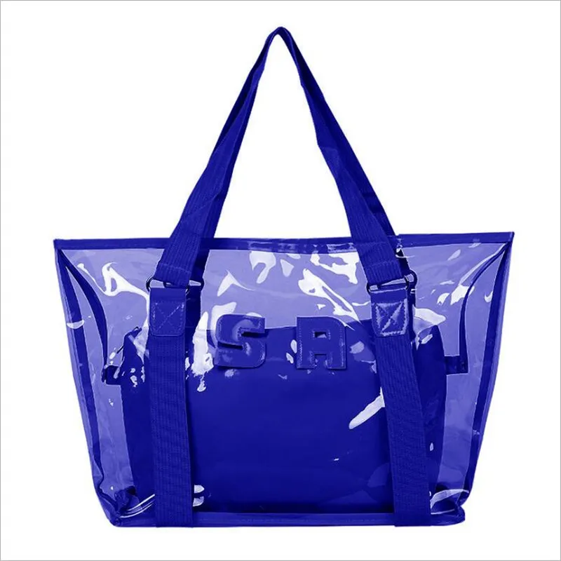 Распродажа Женская Новая трендовая сумка прозрачная сумка из ПВХ пляжная сумка Горячая желе цвет прозрачный пластиковый пакет большая сумка для покупок