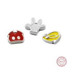 925 стерлингового серебра мультфильм мыши брюки и обувь и роща миниатюрные Подвески 3 шт./компл. подходят парящий медальон подвески и ожерелья FLS014