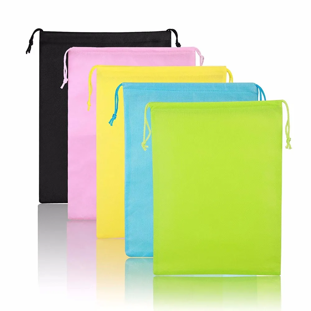 

METABLE 5 Pcs Cloth Bag Shoe Bags Portable Drawstring Shoes Bag Travel Storage Pouch Packing Organiser Space Saving Storage Bag