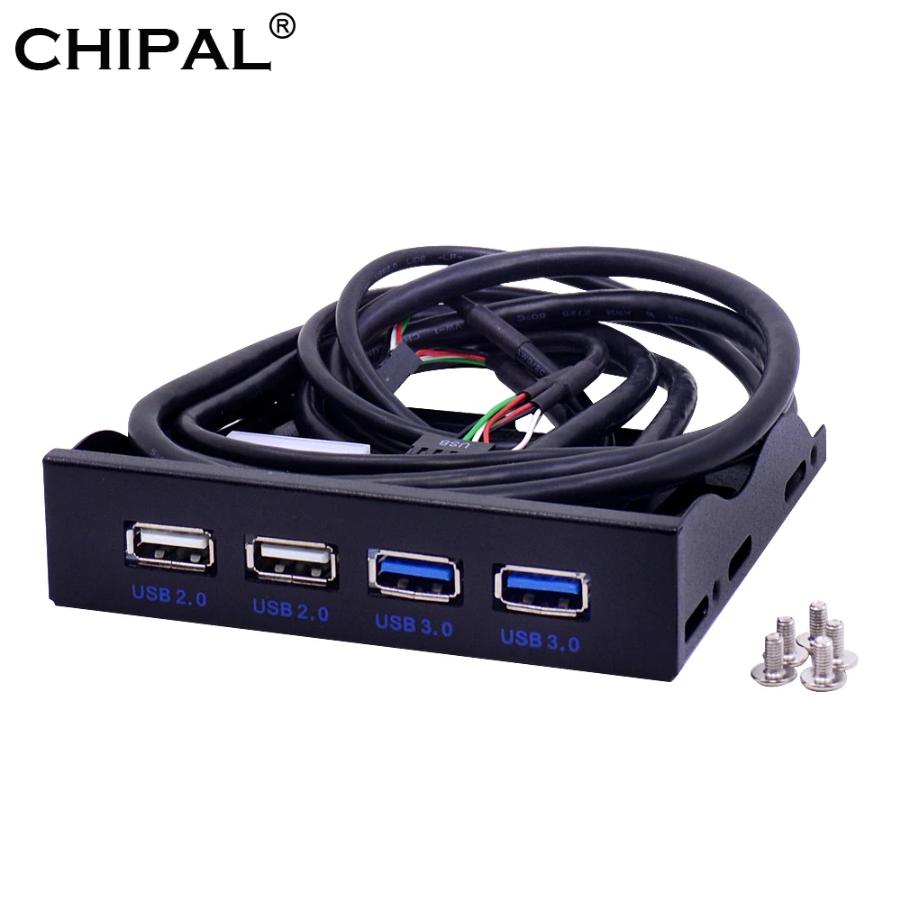 

CHIPAL 10PCS 4Ports USB2.0 USB3.0 Hub Front Panel Cable Splitter Internal Combo Bracket Adapter for Desktop 3.5 Inch Floppy Bay