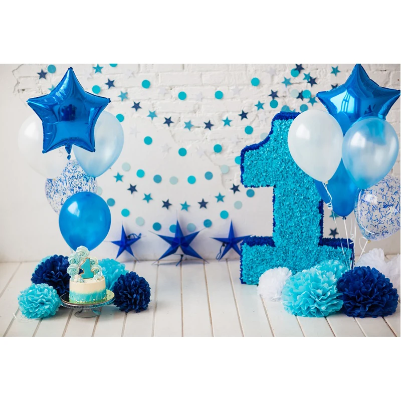 Laeacco Baby 1st Birthday Balloons Flowers Cake Party Photography