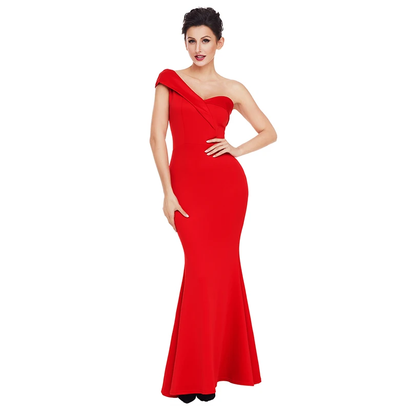 Red-Sexy-One-Shoulder-Ponti-Gown-LC61774-3-1