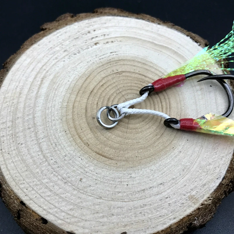 Mustad двойные крючки колючие веревочные крючки Inchiku вспомогательные крючки медленный джиг соленой воды отжимания зеленый особенности крючки море океан пляж Pesca
