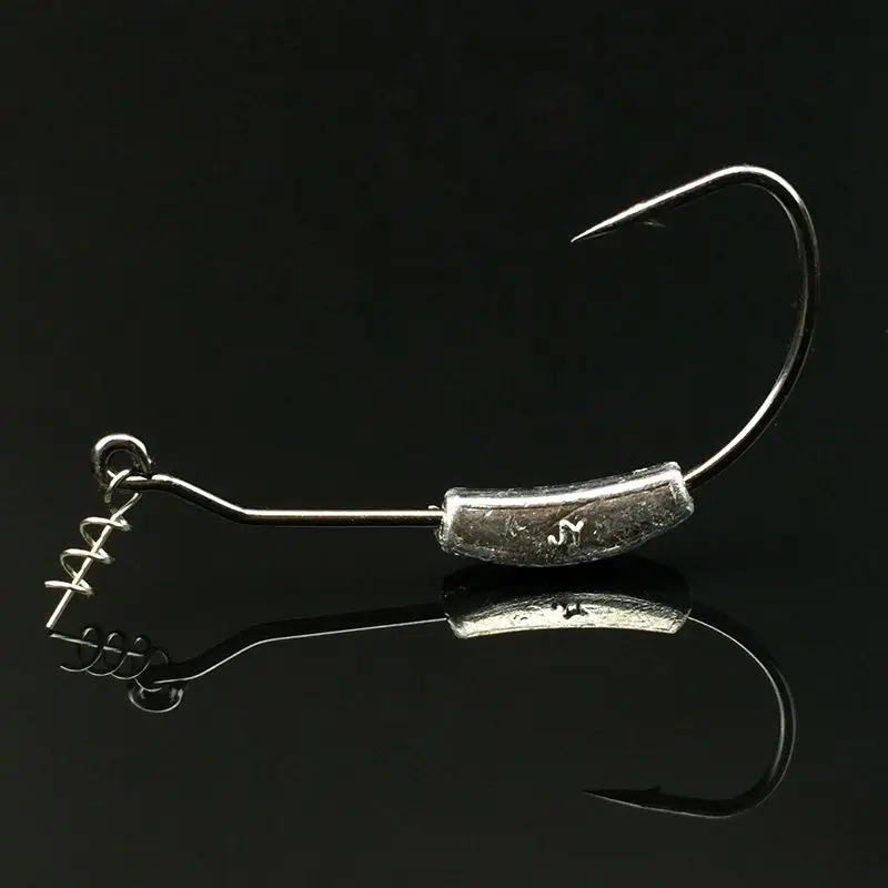 

5Pcs Weighted Superline Spring Hook Lead Jig Head Fish Hook With Centering Pin for Soft Bait