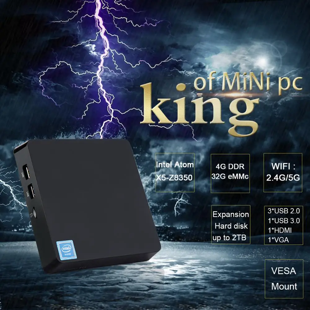 Мини ПК T11 с четырёхъядерным процессором Intel atom Z8350 ОЗУ 4 Гб ПЗУ 64 ГБ 5 8 ГГц|Мини ПК| |