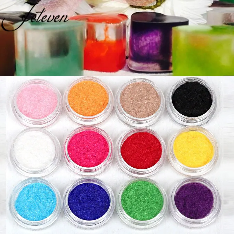 12 Jars Velvet Glitter Powder Fuzzy Flocking Dust DIY Silicone Resin