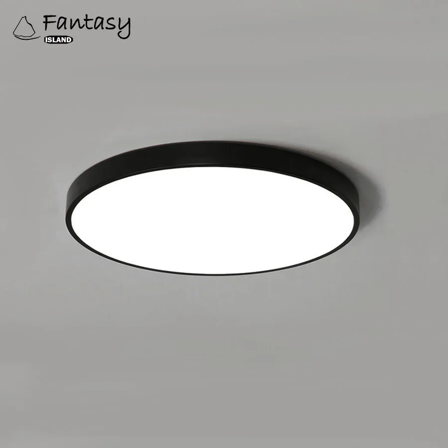 Светодиодный потолочный светильник Ультратонкий 5 см светодиодный Современный простой светильник черно-белый круглый для гостиной спальни фойе столовой - Цвет корпуса: Black
