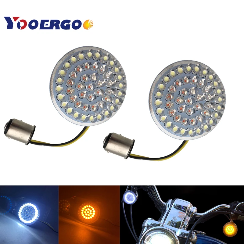 

Smoked Bullet Front Turn Signals LED Lights Panel with Lens Compatible for Dyna Street Glide Road King