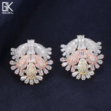 GODKI Мода Роскошные цветы серьги стержня для Для женщин свадьбы кубического циркония Кристалл CZ Колумбии Дубай 3 тона серьги Свадебные