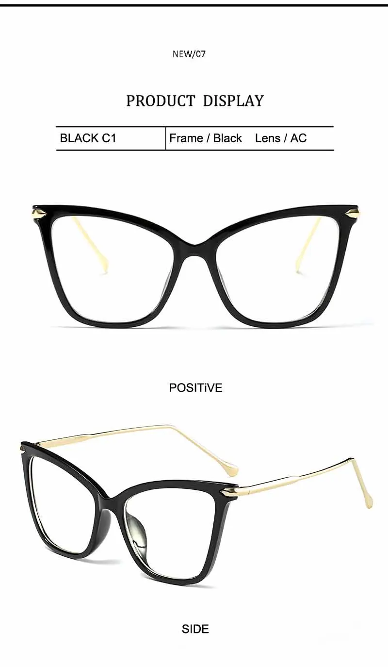 FEISHINI Black frame Cat Eye Glasses Frame Women brand Clear Lens Transparent Eyewear frames Ladies Myopia Nerd eyeglasses frame