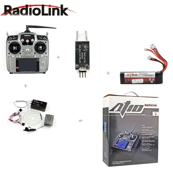 RadioLink AT10 II 2,4 ГГц 12CH пульт дистанционного управления передатчика с R12DS приемник R6DSM R12DSM RC сделано Квадрокоптер с камерой - Цвет: B gray 1 R12DSM
