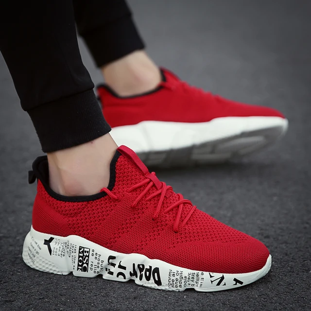US $8.32 Men Damping Vulcanize Shoes Male Letters Design Mesh Sneakers Male Outdoor Walking Shoes Tenis Lace