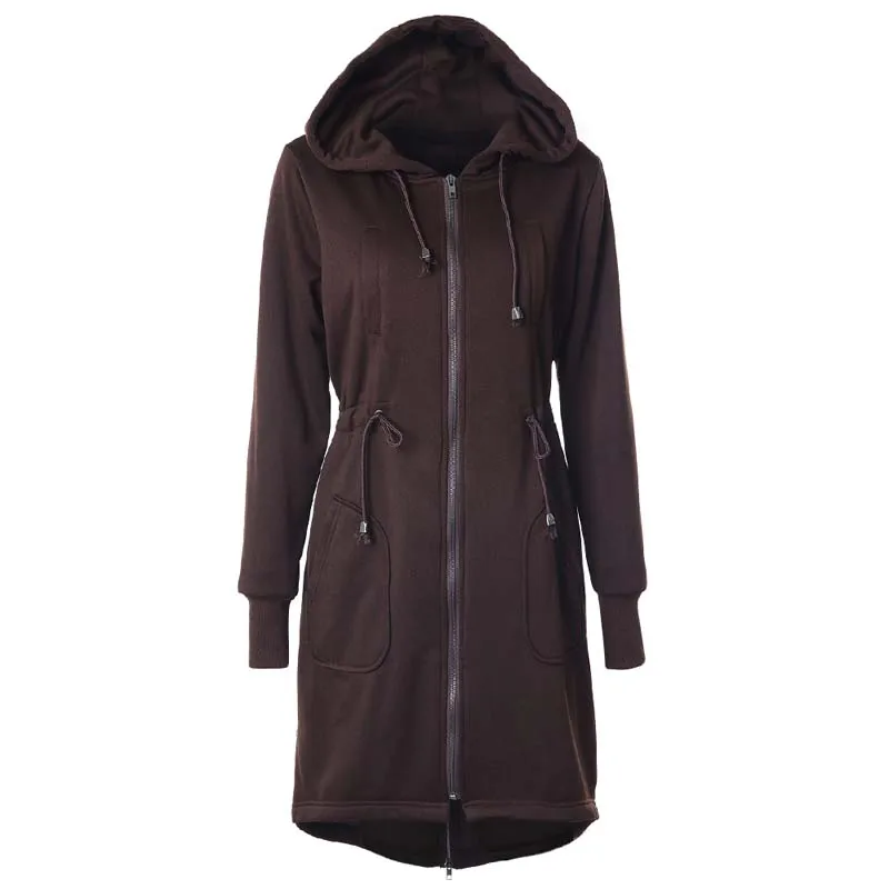 LASPERAL Long Hooded Sweatshirt Women Fashion Zipper Pockets Warm Sweatshirt Jackets Overcoats Female Sweatshirt Autumn Outwear LASPERAL Long Hooded Sweatshirt Women Fashion Zipper Pockets Warm Sweatshirt Jackets Overcoats Female Sweatshirt Autumn Outwear