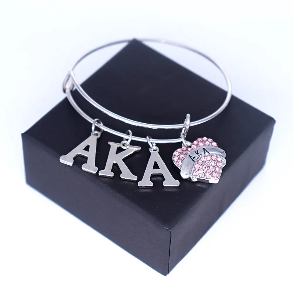 

Double Nose hot popular greek letter sorority aka bangles society union souvenir bracelets for sisterhood women jewelry