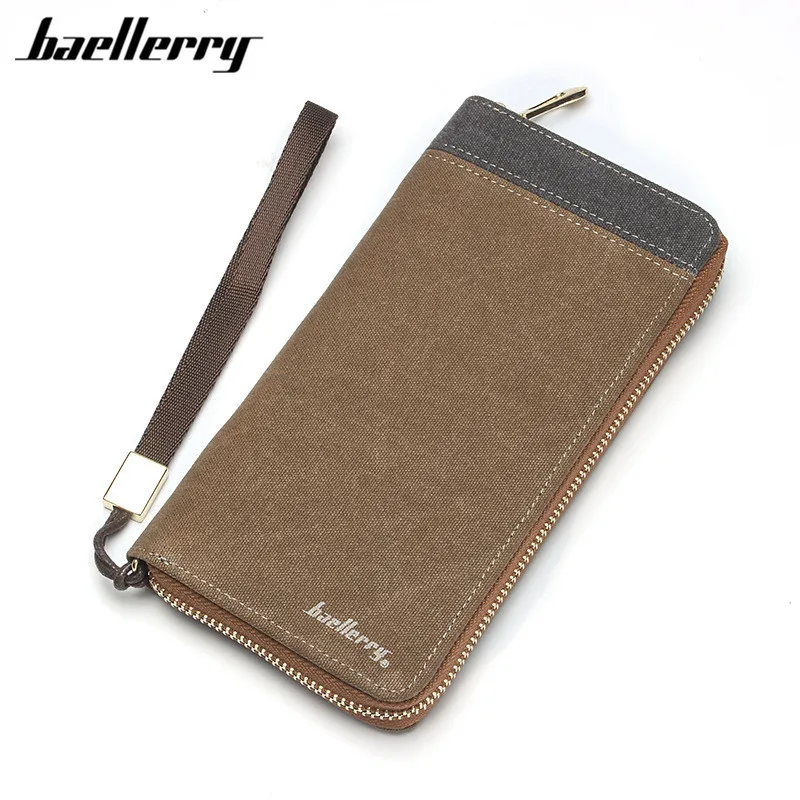 

Baellerry Mens' Wallets Canvas Zipper Wallet Men Clutch Hand Bag Fashion Clutch Purse Wristlet clutch purse bag For Cellphone