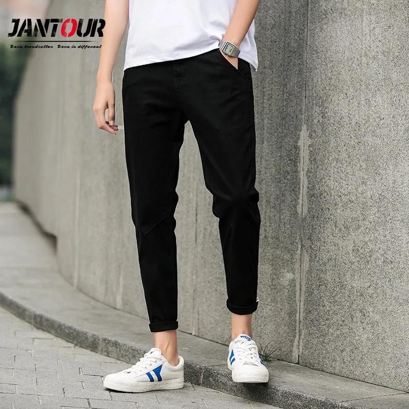 

2019 men's cotton elastic casual pants men solid color Ankle-Length Pants high-quality business trousers male four seasons pant